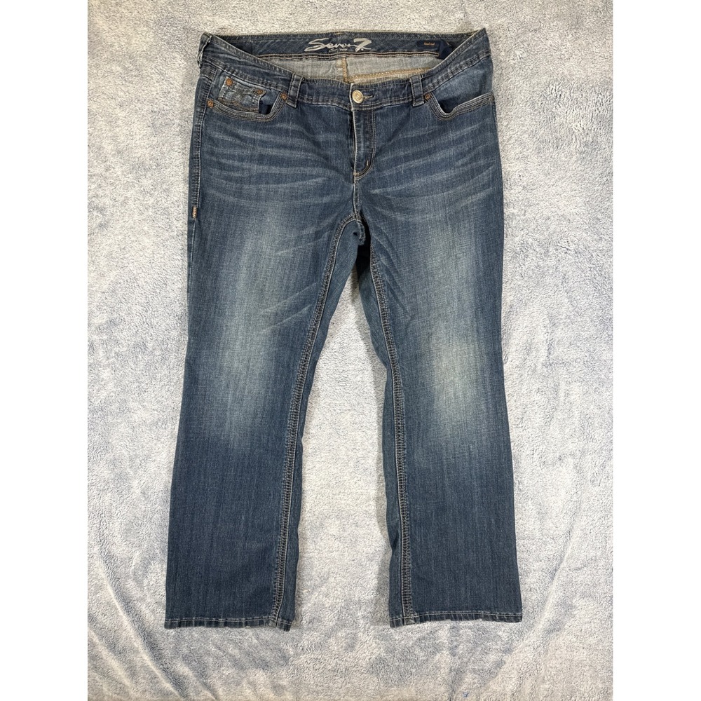 Seven7 Luxe Women Plus Size 20 Bootcut Jeans Medium Wash‎ Stretch Denim
